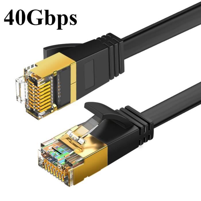 Ototon® 1M Cat 8 Câble Ethernet RJ45 Réseau Plat Haut Débit 40Gbps 2000MHz  SFTP Compatible avec PC TV Box Nintendo Switch - Cdiscount Informatique