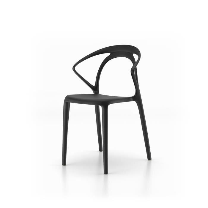 mobili fiver, lot de 4 chaises de design olivia, noir, polypropylène, made in italy