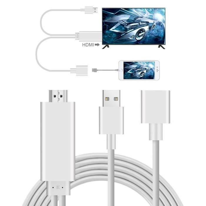 Adaptateur Lightning to HDMI Câble, Convertisseur MHL vers HDMI Digital AV  Mirroring Full HD 1080p USB High Speed pour iPhone iPad - Cdiscount TV Son  Photo
