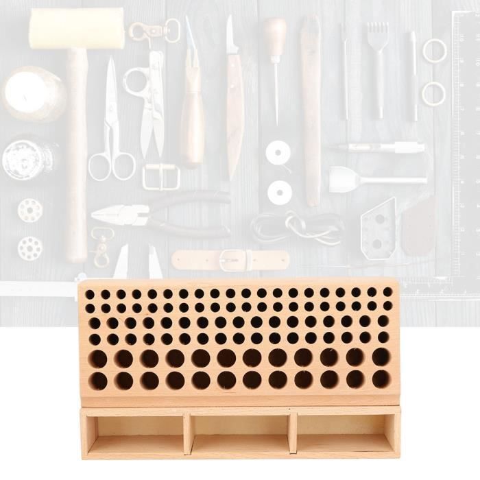 HURRISE boîte à outils en cuir 100 trous support de rangement en cuir  artisanat porte-outils boîte à main support de travail