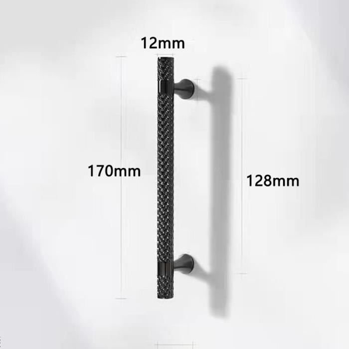 Noir brillant 128 mm - poignée de meuble en alliage de Zinc,idéale pour placard de cuisine ou tiroir