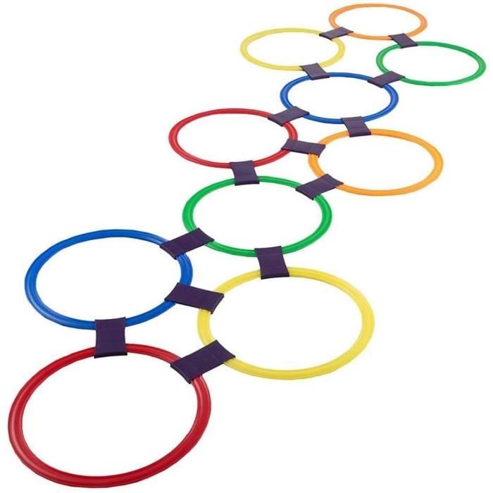 Romote Hopscotch Ring Game Toys 10 Multicolores Anneaux en Plastique Et 9 Connecteurs pour Intérieur Ou Extérieur Utilisez-Fun Creative Ensemble De Jeu pour Filles Et Garçons 