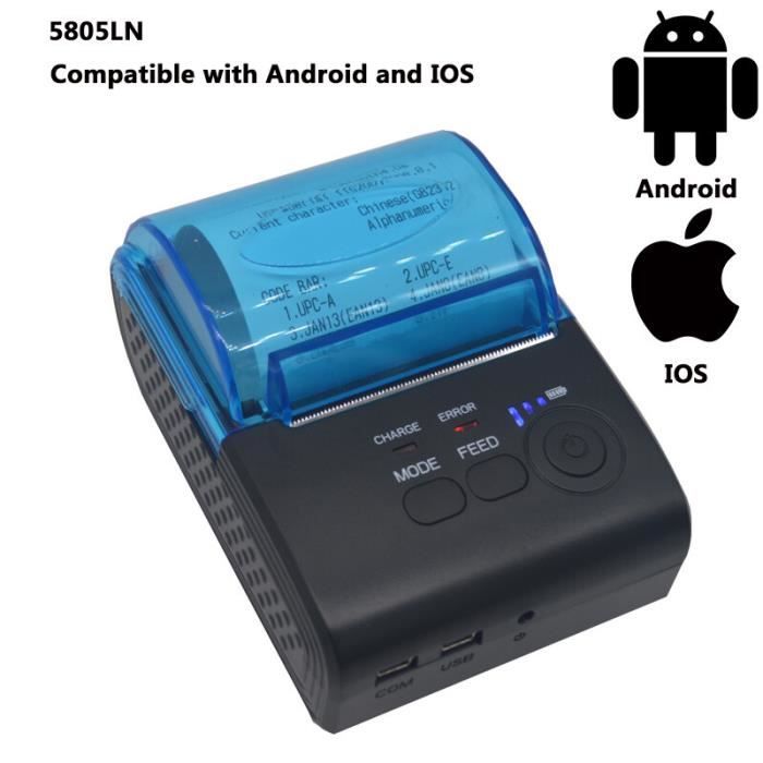 Bewinner Imprimante Reçus Bluetooth Mini Thermique Portable 58mm - Sans Fil