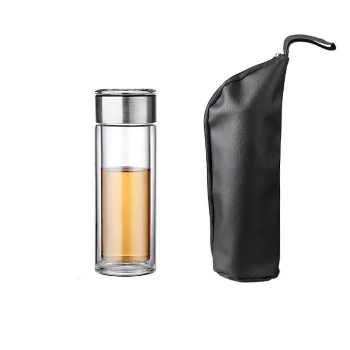 Bouteille D'eau En Verre JIUJ Style Canette Glacée – 400 Ml – Transparente, Avec Sangle – Idéale Sport Et Bureau