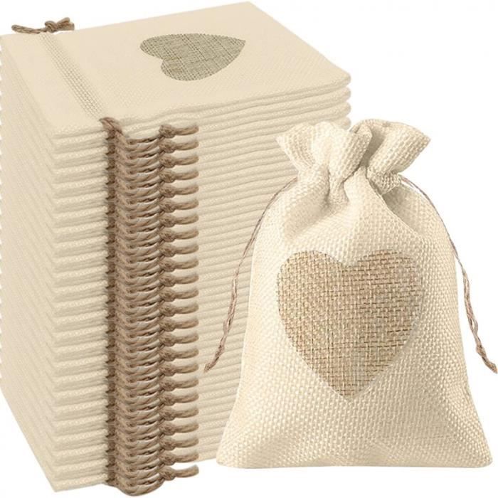 Sansam Lot De 10 Sacs Cadeaux En Toile De Jute Avec Cordon De Serrage