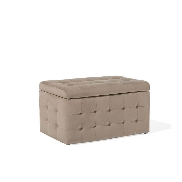 Pouf Chesterfield en velours marron clair - Beliani - Michigan - Style classique - Intemporel - 1 place