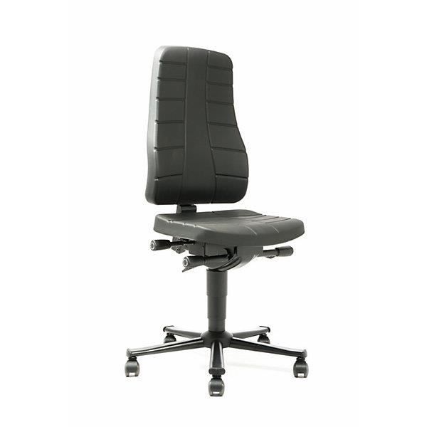 bimos siège d'atelier à fonctions ergonomiques - avec roulettes mousse pu noire - chaise chaise d'atelier chaises chaises d'atelier