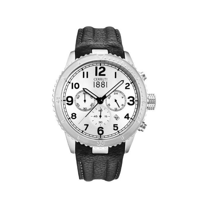 Cerruti - CRA104SN04BK - Montre Homme - Quartz Analogique - Bracelet cuir  noir - Cdiscount Bijouterie