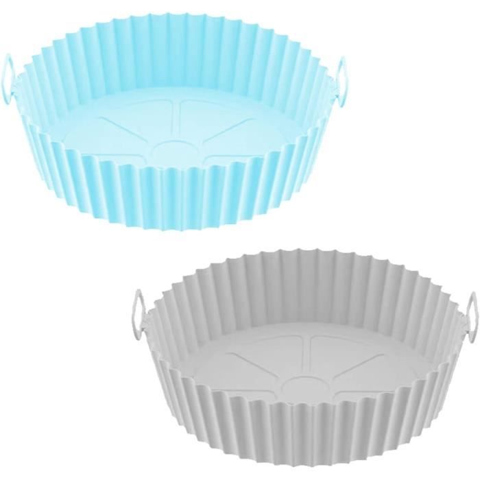 Pots En Silicone Pour Air Fryer - Lot De 2 Formes (carré/ronde) - 19.5 Cm - Réutilisables Et Antiadhésifs