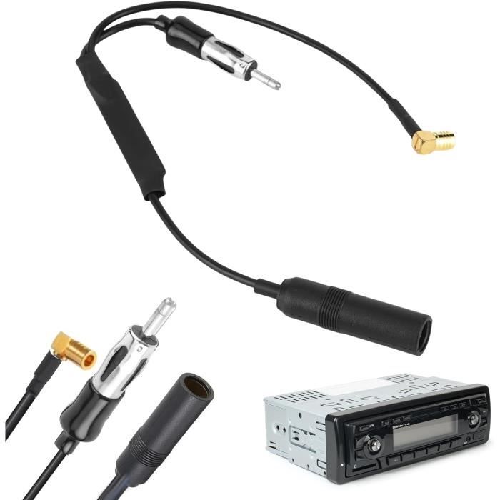 Adaptateur Antenne Radio Adaptateur Splitter Antenne DAB/FM Vecys - DIN Vers Double Fakra Z - Câble RG174 39cm - Pour Autoradio Convertisseur Antenne Am Fm Dab