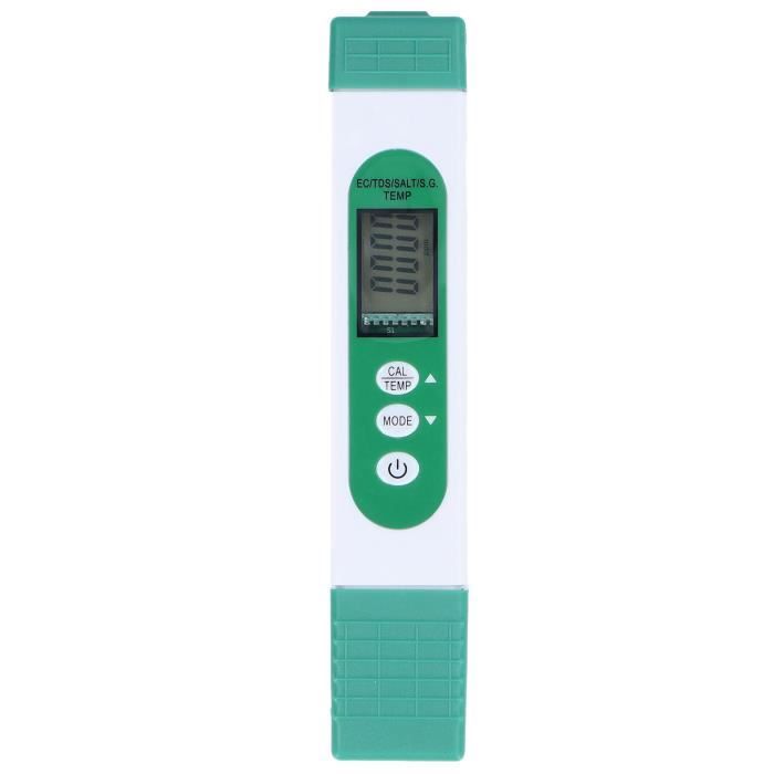 Testeur Qualité Eau 5 En 1 Numérique – Salinité, Température, PH, TDS, EC – Piscine, Aquarium & Eau Potable
