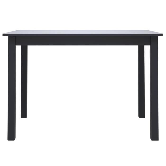 duokon - table de salle à manger noir 114x71x75 cm bois d'hévéa massif