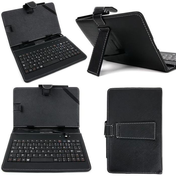 Etui clavier 7 POUCES noir AZERTY pour Samsung Galaxy Tab 3 V SM-T116NU et Lite 7.0 VE SM-T113 (version 2015) + stylet tactile