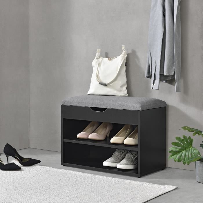 meuble à chaussures gentofte 46 x 60 x 30 cm noir gris