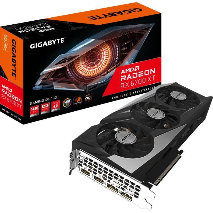 Carte Graphique - GIGABYTE - AMD Radeon RX 6700 XT GAMING OC 12G - GV-R67XTGAMING OC-12GD