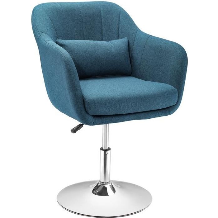 fauteuil lounge design - homcom - bleu canard - hauteur réglable - coussins lombaires