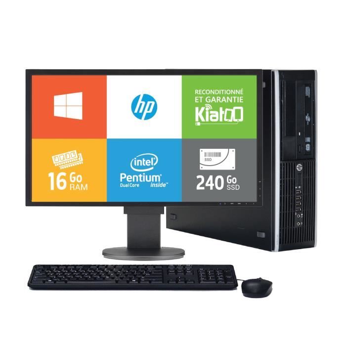 Ordinateur de bureau hp 6200 celeron dual core 16 go ram 240 go SSD disque durecran 19 pouceswindows 7 - Hewlett packard