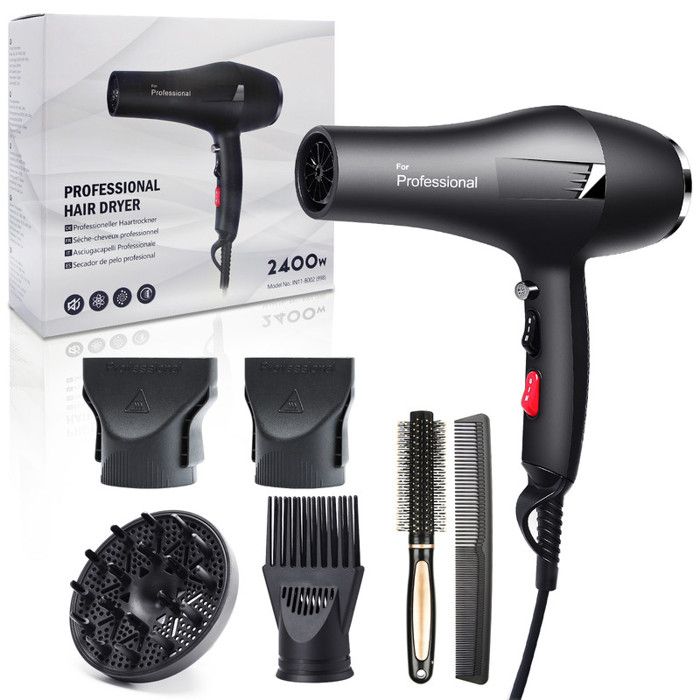 Sèche cheveux Ionique Professionnel INNOO TECH 2400W - 3 Niveaux de Températures - 2 Vitesses