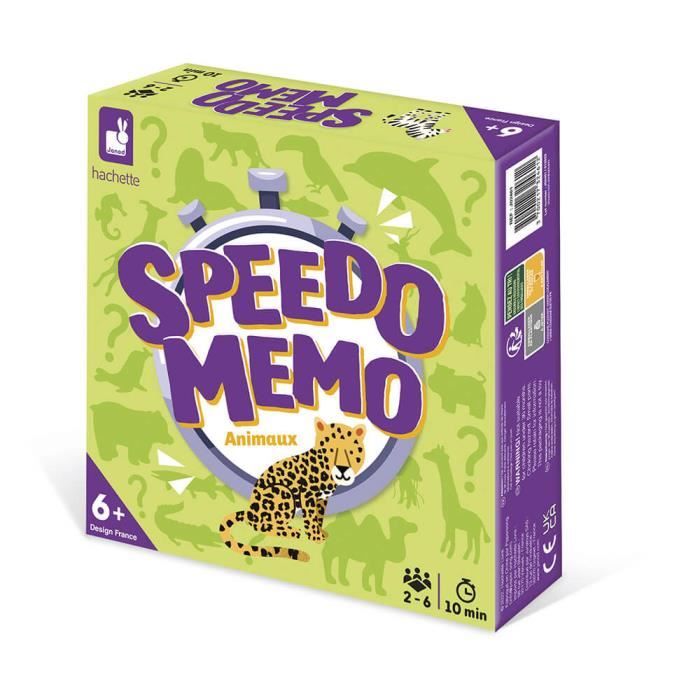janod - speedo mémo animaux - jeu de société enfant - mémoire et rapidité - 48 cartes animaux - dès 6 ans