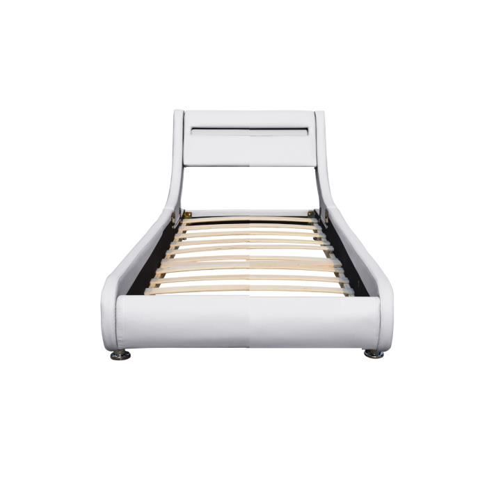Lit - LITERIE JULIEN - 120x190 - MDF - Éclairage LED - Blanc Lit - LITERIE JULIEN - 120x190 - MDF - Éclairage LED - Blanc