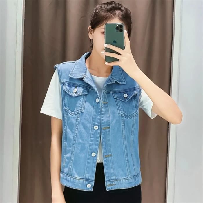 Veste jean online rouge femme