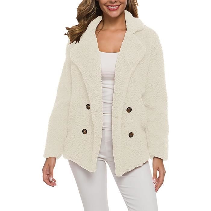 Onsoyours Veste Chaude Femme Hiver - Manteau Peluche Réversible Élégant Et Confortable