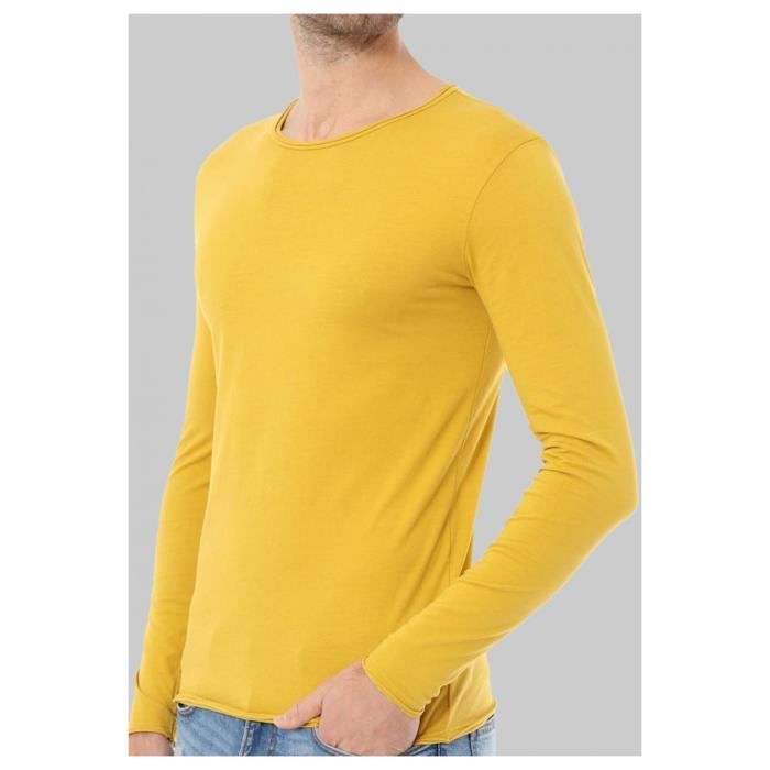 Tee shirt manche longue homme jaune top