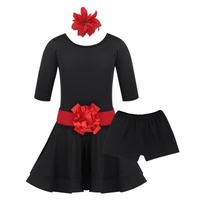 Robe de danse pour enfants Ballet Latin Rumba Samba Robe Jupes Dancewear Filles Enfants 3-15 ans