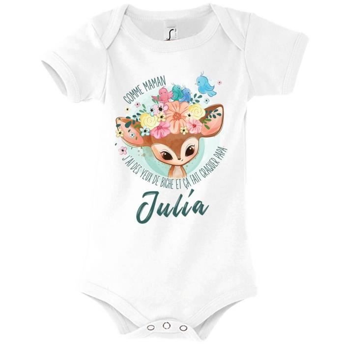 Julia Body bebe prenom fille Comme Maman yeux de biche Vetement bebe adorable pour nouve 3 6 mois