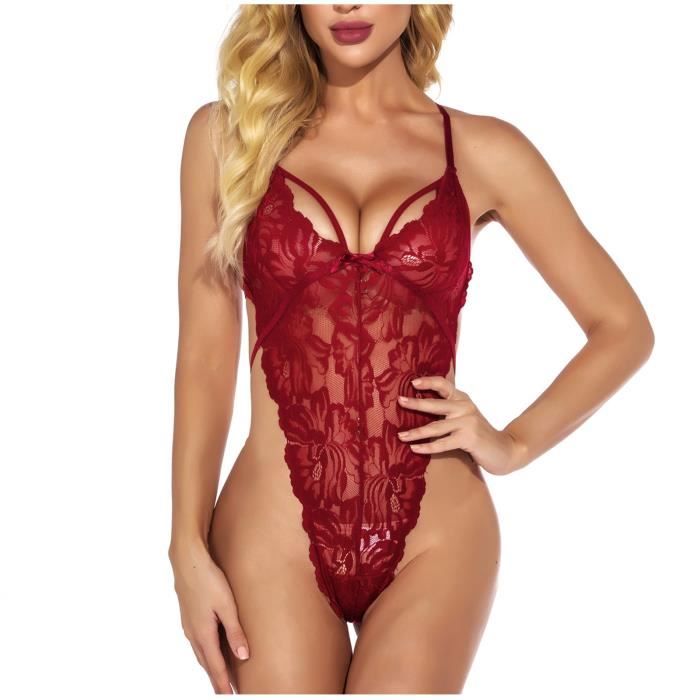 Body Combinaison Femme Dentelle Lingerie vider Pyjama Sous