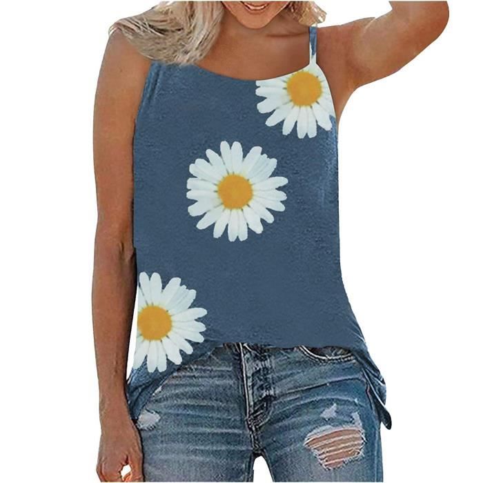 Chemisier Caraco Sans Manches Vintage En Coton Brodé - Taille 42/44 - Blanc - Occasion Très Bon état