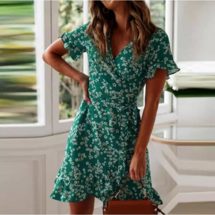 Robe outlet imprimée verte