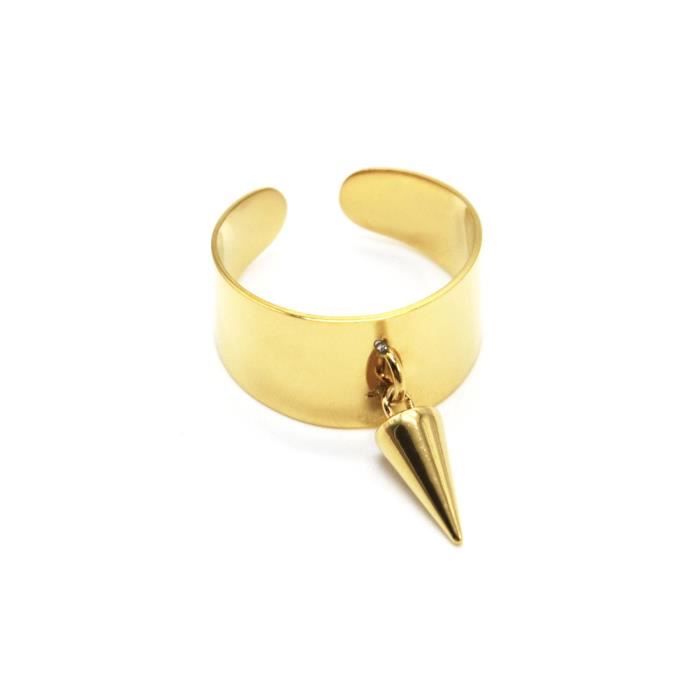 Bague Large avec Pampille Pique Acier Dore OH MY SHOP BG1276 Femme Acier Dore Dore Achat Vente bague anneau Bague Large avec Pampille Pique