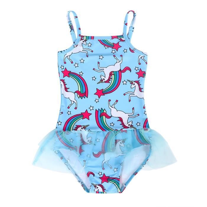 Jurebecia Filles Licorne Maillot de Bain Filles One Piece Sling