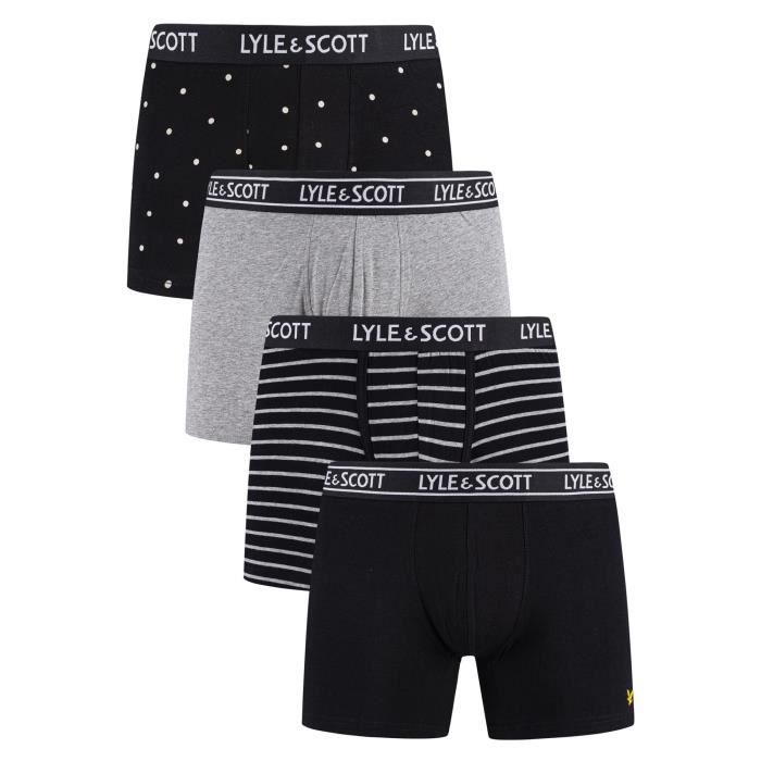 Lot de 4 boxers John Lyle & Scott pour homme, Multicolore Multicolore ...