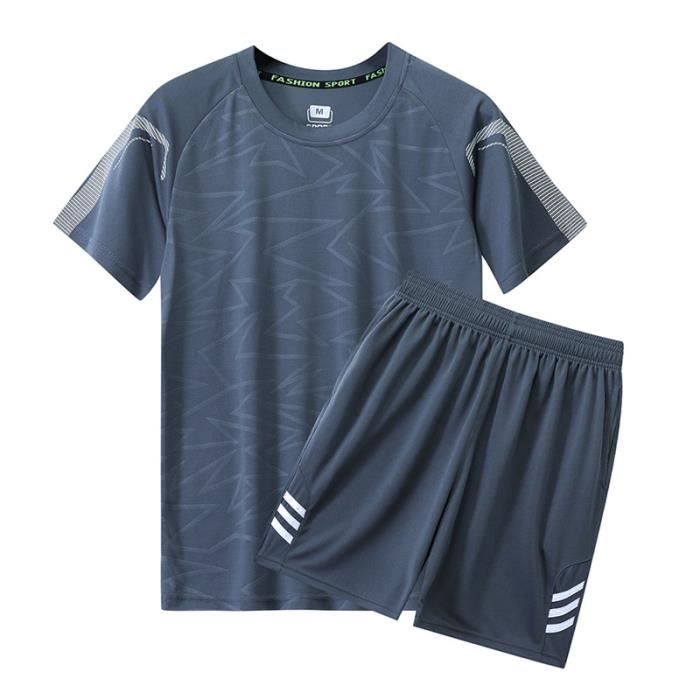 Ensemble de Vetement Sport Homme S chage Rapide Respirant Gris