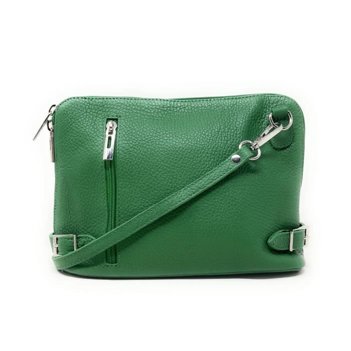 Mademoiselle George Allure Vert - sac bandoulière cuir vert femme