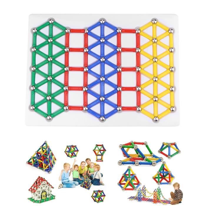 Veatree Blocs Magnétiques 3D 206 Pièces – Bâtonnets & Boules Colorés, Jouet Construction Éducatif Enfants