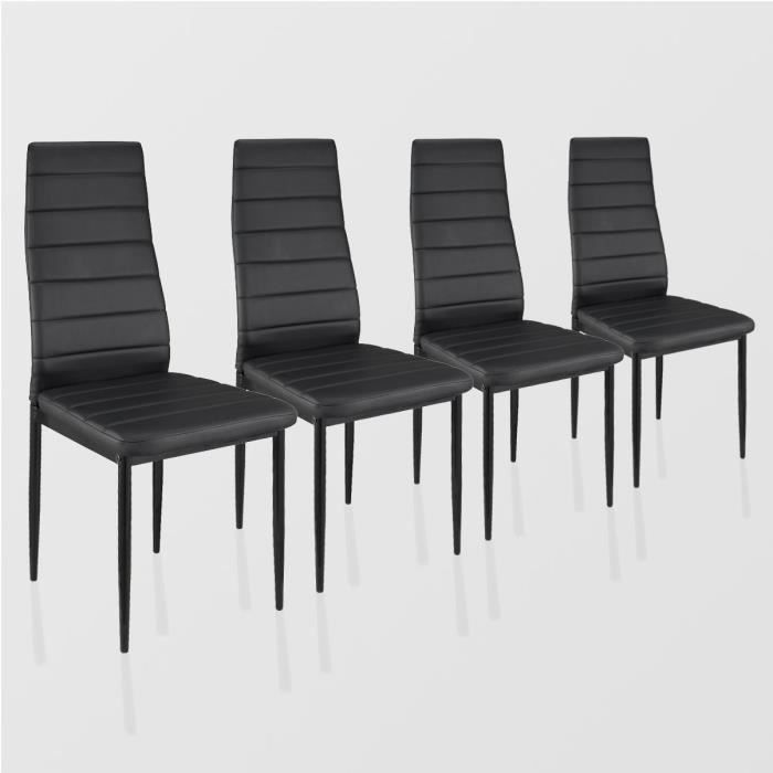 lot de 4 chaises de salle à manger noir - paolo collaner - contemporain - simili - métal