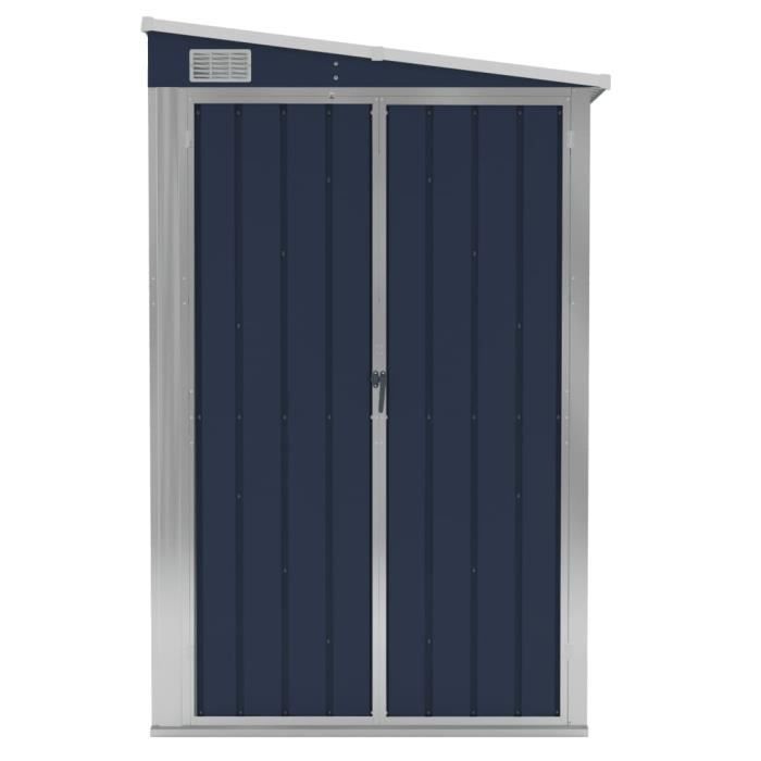 Abri De Jardin Mural En Acier Galvanisé 118x194x178 Cm - Marron (Style Bois) - Toit Allongé, Ventilation - Pour Outils, Mobilier Extérieur - 10