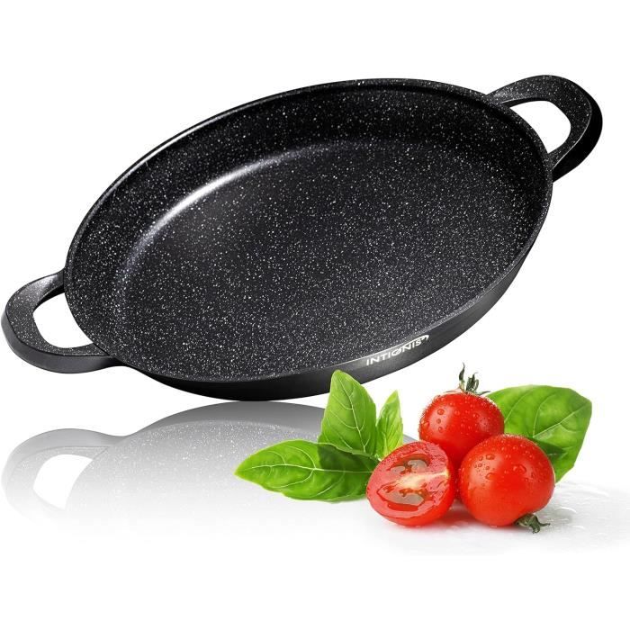 Poêle à Paella En Acier Inoxydable 26 Cm - Fond Plat, Double Poignée, Compatible Cuisinière Et Four