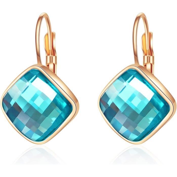 Boucles D'oreilles Pendantes Pour Femmes En Or Blanc 18k (750) - Forme Marquise Avec Diamants - 1.02 Ct Total