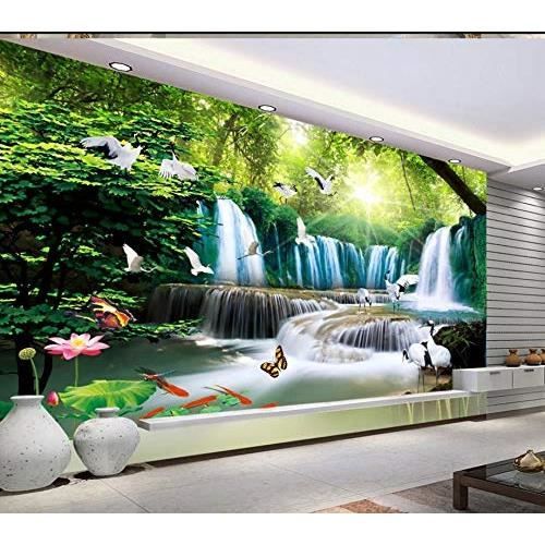 Papier Peint Mural 3d De Cascades De L Eau Personnalisebelle Lotus Fonds D Ecran Pour Le Salon Autocollant Papier Peinth3379 Achat Vente Papier Peint 3379 Papier Peint Mural 3d Cdiscount