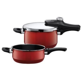 Autocuiseur Silit Sicomatic T-Plus Duo 4,5L + 3L | Acier Émaillé Noir, Sans Nickel