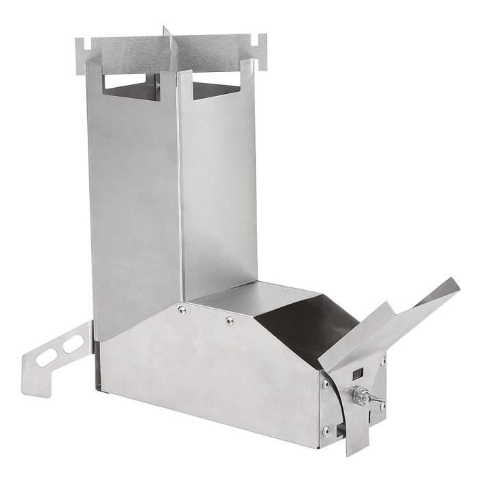 Poêle à fusée en acier inoxydable avec sac de transport, pliable et portable, pour pique-nique, barbecue, camping, randonnée, voyage, montage facile