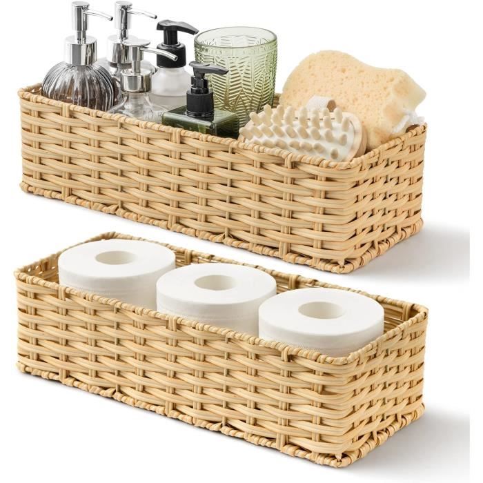 Lot De 4 Paniers En Osier Naturel - Rangement Étagère Avec Poignées - Jacinthe D'Eau
