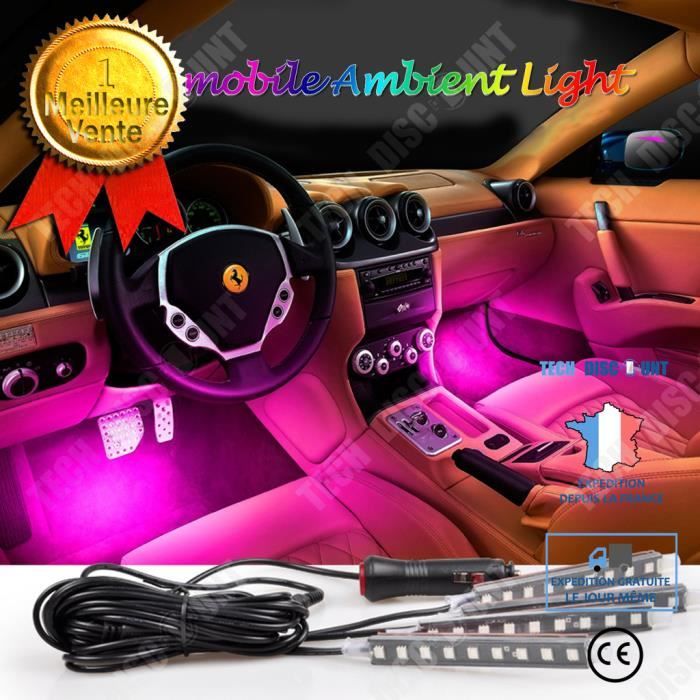 TD® Bande LED pour voiture néon lights lumineux intérieur véhicule ambiance bouton interrupteur plusieurs couleurs voiture sport