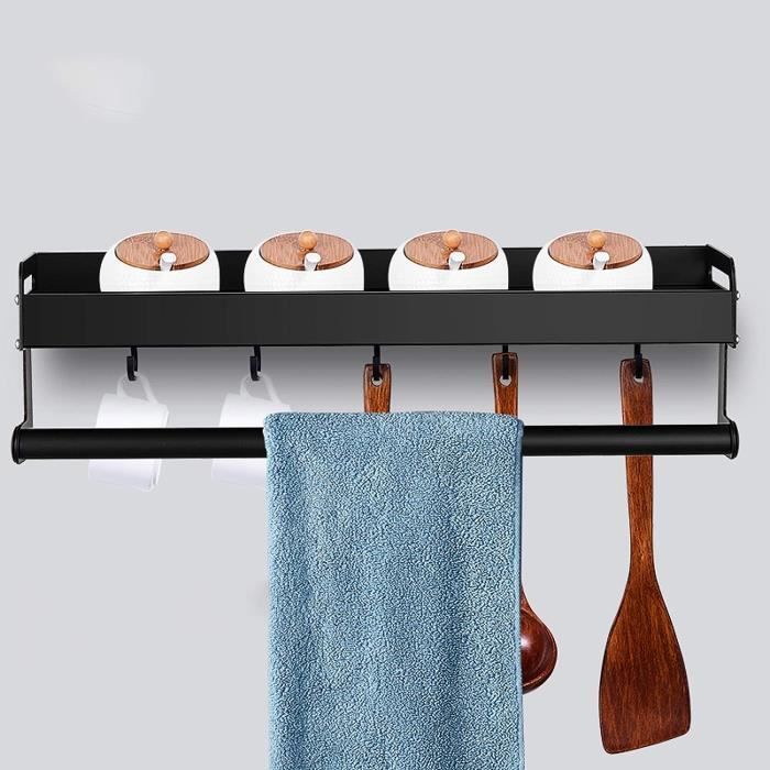 Etagère à épice,Porte-Épices, Support Rangement Ustensiles De Cuisine Mural 6 Crochetsmurale Sans Percagealuminium Antirouillenoire40cm 92590498 Etagère à épice,Porte-Épices, Support Rangement Ustensiles De Cuisine Mural 6 Crochetsmurale Sans Percagealuminium Antirouillenoire40cm 92590498
