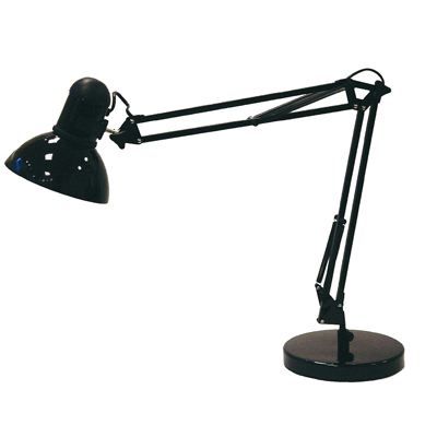 Lampe de bureau architecte fluorescente ALBA - ARCHI N avec double bras articulé et tête orientable - Noir