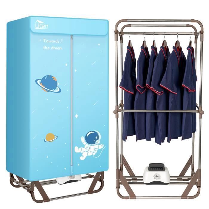 Sèche-linge électrique 1500 W - Armoire portable - Séchoir à air chaud pliable avec télécommande et minuterie - Design double couche - Pour la maison (rouge